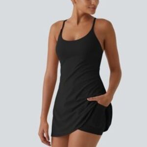 Classic Black Backless Tank Dress with Scoop Neck
